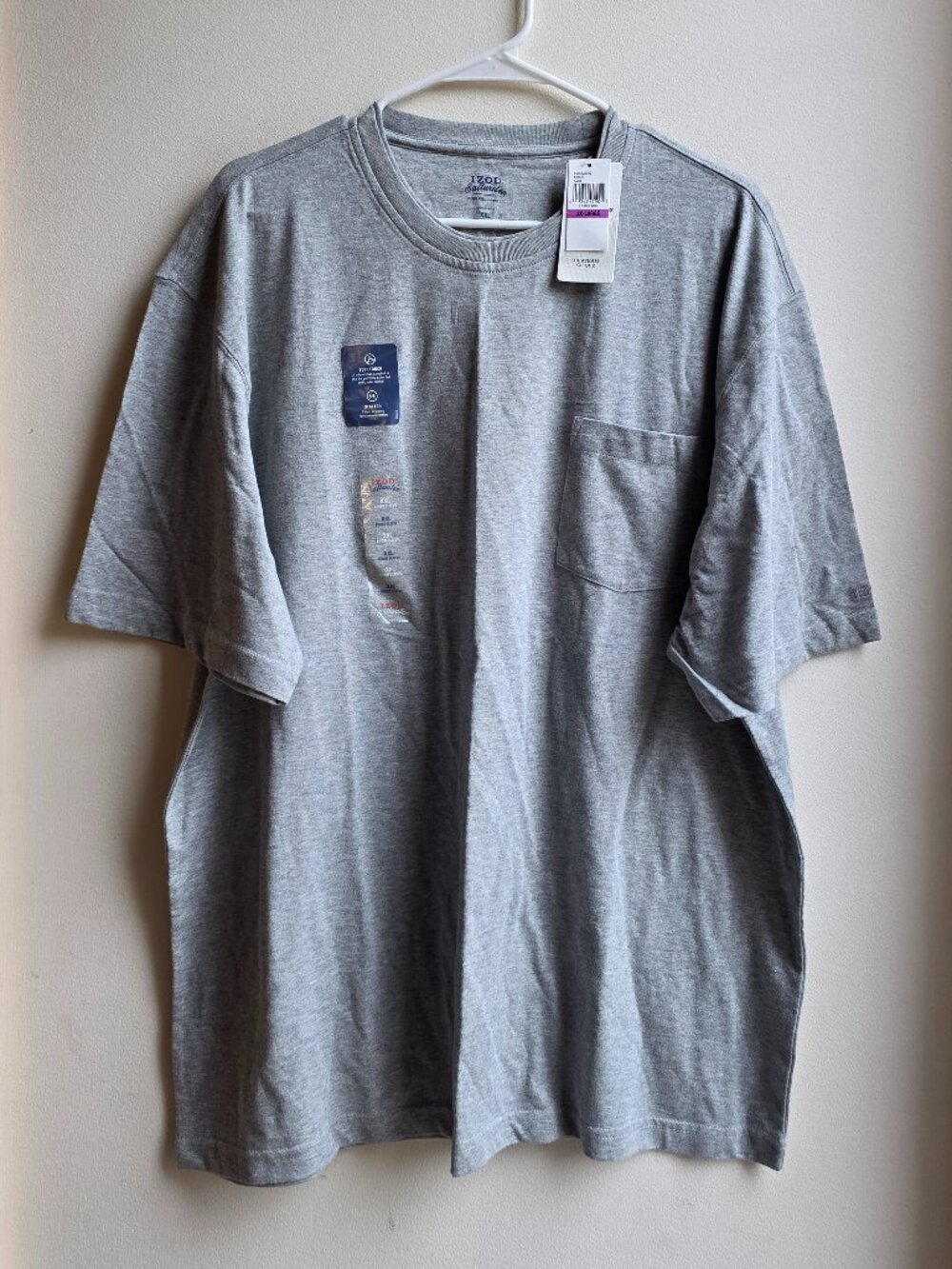 NWT IZOD Saltwater Relaxed Gray Crew Neck T-Shirt Size XXL